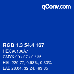 カラーコード: RGB 1.3 54.4 167 | qconv.com