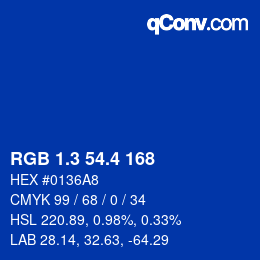 カラーコード: RGB 1.3 54.4 168 | qconv.com