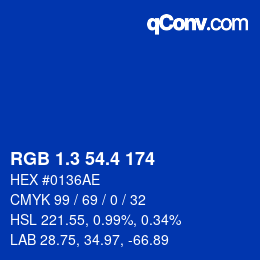 カラーコード: RGB 1.3 54.4 174 | qconv.com