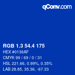 カラーコード: RGB 1.3 54.4 175 | qconv.com