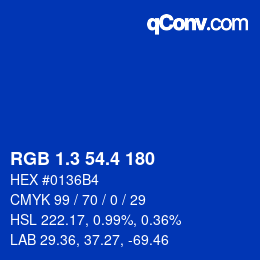 カラーコード: RGB 1.3 54.4 180 | qconv.com