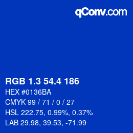 カラーコード: RGB 1.3 54.4 186 | qconv.com