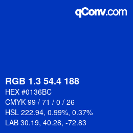 カラーコード: RGB 1.3 54.4 188 | qconv.com
