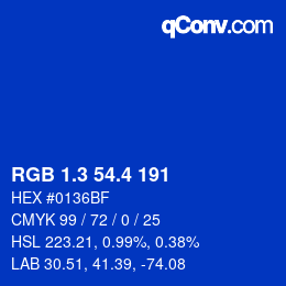カラーコード: RGB 1.3 54.4 191 | qconv.com