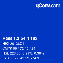 カラーコード: RGB 1.3 54.4 193 | qconv.com