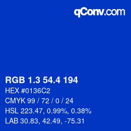 カラーコード: RGB 1.3 54.4 194 | qconv.com