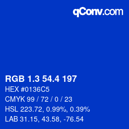 カラーコード: RGB 1.3 54.4 197 | qconv.com