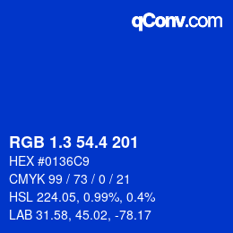カラーコード: RGB 1.3 54.4 201 | qconv.com