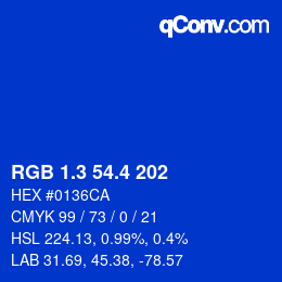 カラーコード: RGB 1.3 54.4 202 | qconv.com