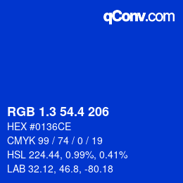 カラーコード: RGB 1.3 54.4 206 | qconv.com