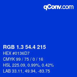 カラーコード: RGB 1.3 54.4 215 | qconv.com