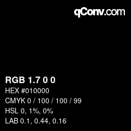 カラーコード: RGB 1.7 0 0 | qconv.com
