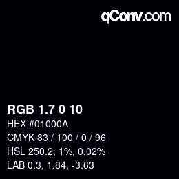 カラーコード: RGB 1.7 0 10 | qconv.com