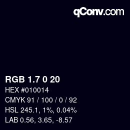 カラーコード: RGB 1.7 0 20 | qconv.com