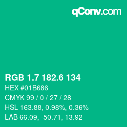 カラーコード: RGB 1.7 182.6 134 | qconv.com