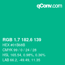 カラーコード: RGB 1.7 182.6 139 | qconv.com
