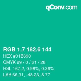 カラーコード: RGB 1.7 182.6 144 | qconv.com