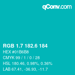 カラーコード: RGB 1.7 182.6 184 | qconv.com