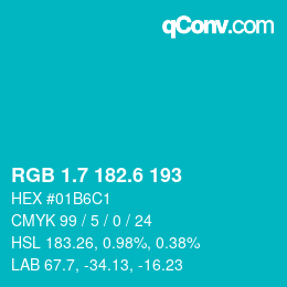 カラーコード: RGB 1.7 182.6 193 | qconv.com