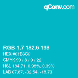 カラーコード: RGB 1.7 182.6 198 | qconv.com