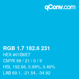カラーコード: RGB 1.7 182.6 231 | qconv.com