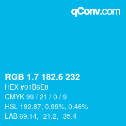 カラーコード: RGB 1.7 182.6 232 | qconv.com