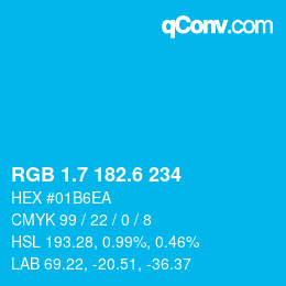 カラーコード: RGB 1.7 182.6 234 | qconv.com