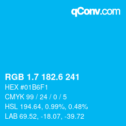 カラーコード: RGB 1.7 182.6 241 | qconv.com