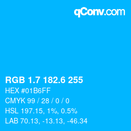 カラーコード: RGB 1.7 182.6 255 | qconv.com