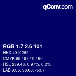 カラーコード: RGB 1.7 2.6 101 | qconv.com