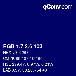 カラーコード: RGB 1.7 2.6 103 | qconv.com