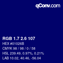 カラーコード: RGB 1.7 2.6 107 | qconv.com