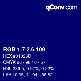 カラーコード: RGB 1.7 2.6 109 | qconv.com