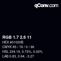 カラーコード: RGB 1.7 2.6 11 | qconv.com