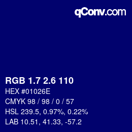 カラーコード: RGB 1.7 2.6 110 | qconv.com