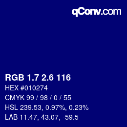 カラーコード: RGB 1.7 2.6 116 | qconv.com