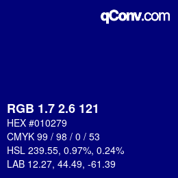 カラーコード: RGB 1.7 2.6 121 | qconv.com