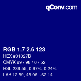 カラーコード: RGB 1.7 2.6 123 | qconv.com