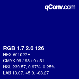 カラーコード: RGB 1.7 2.6 126 | qconv.com