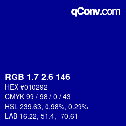 カラーコード: RGB 1.7 2.6 146 | qconv.com