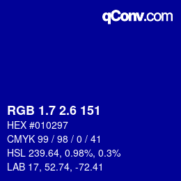 カラーコード: RGB 1.7 2.6 151 | qconv.com
