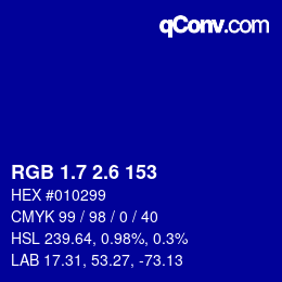 カラーコード: RGB 1.7 2.6 153 | qconv.com