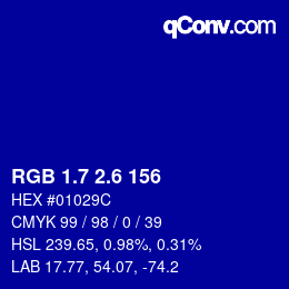 カラーコード: RGB 1.7 2.6 156 | qconv.com