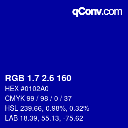 カラーコード: RGB 1.7 2.6 160 | qconv.com