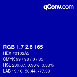 カラーコード: RGB 1.7 2.6 165 | qconv.com