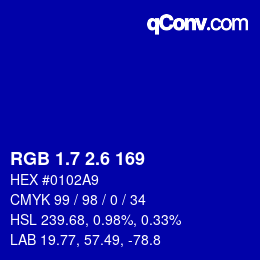 カラーコード: RGB 1.7 2.6 169 | qconv.com