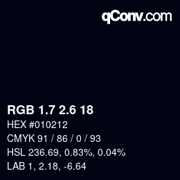 カラーコード: RGB 1.7 2.6 18 | qconv.com