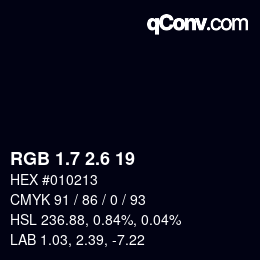 カラーコード: RGB 1.7 2.6 19 | qconv.com