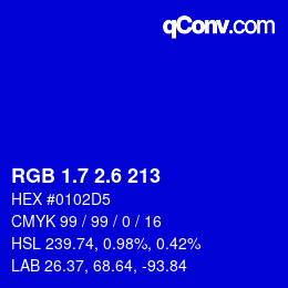 颜色代码: RGB 1.7 2.6 213 | qconv.com