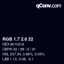 カラーコード: RGB 1.7 2.6 22 | qconv.com